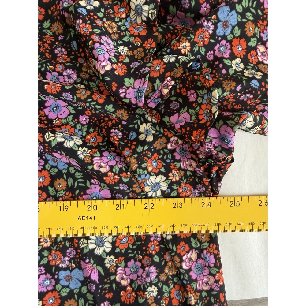 Entro Ditzy Floral Blouse Size 1X Balloon Sleeve Ruffle Cottage Coquette - Picture 8 of 9
